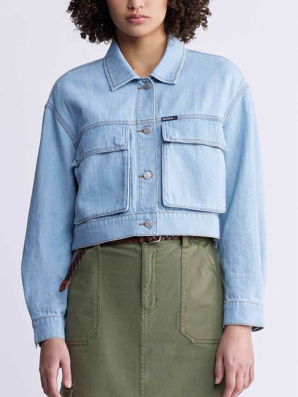 Teagan Women's Boxy Denim Jacket in
Bleached Blue
